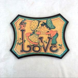 Vintage Holly Hobby Art Wall Hanging Love 70’s Folk Art